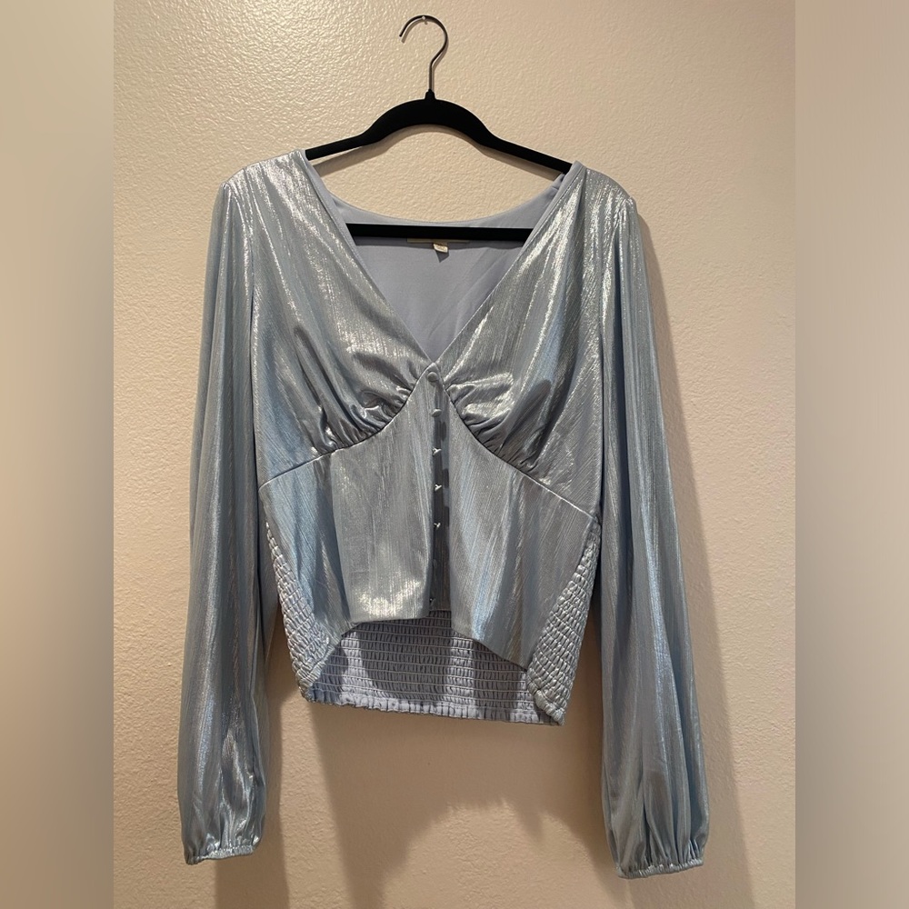 Blue iridescent blouse